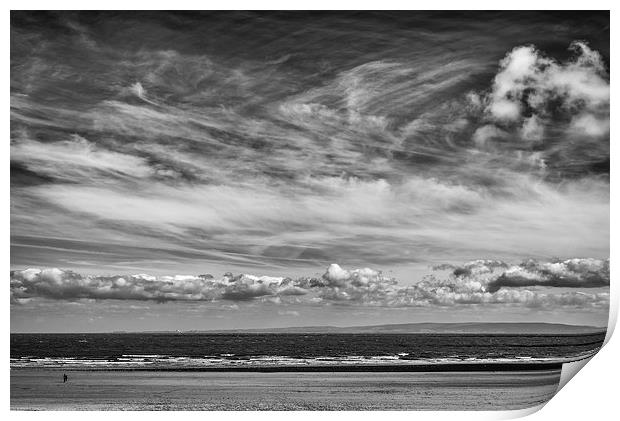  Black and white beach Print by Andrew Richards