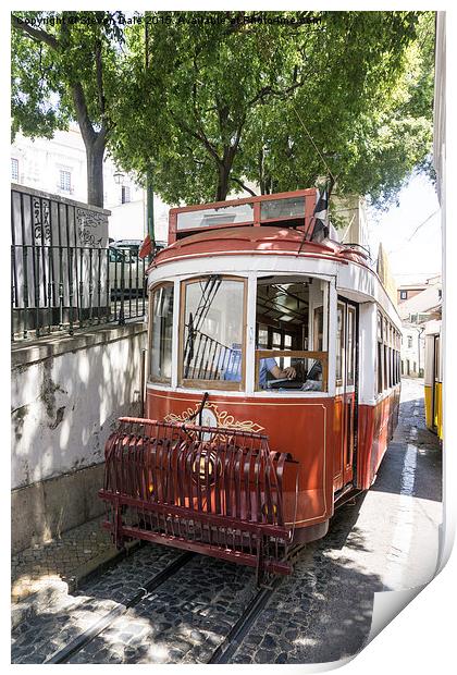  Lisbon old tram Print by Steven Dale