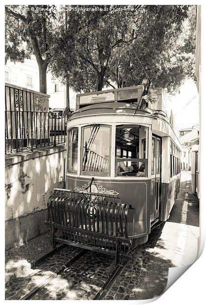  Lisbon vintage tram Print by Steven Dale
