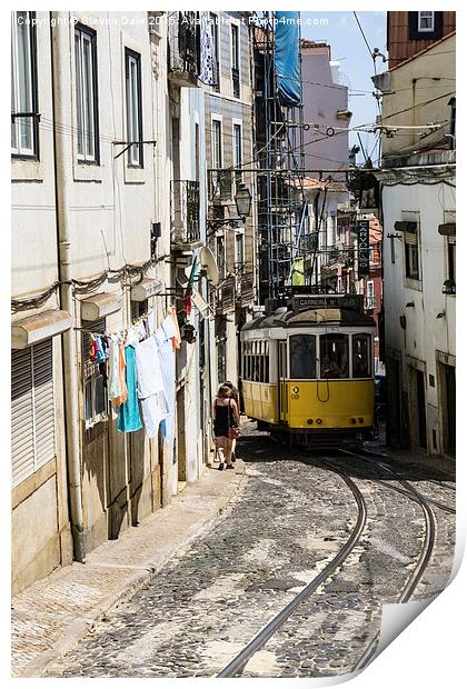 Lisbon's Iconic Tram No.28 Journey Print by Steven Dale