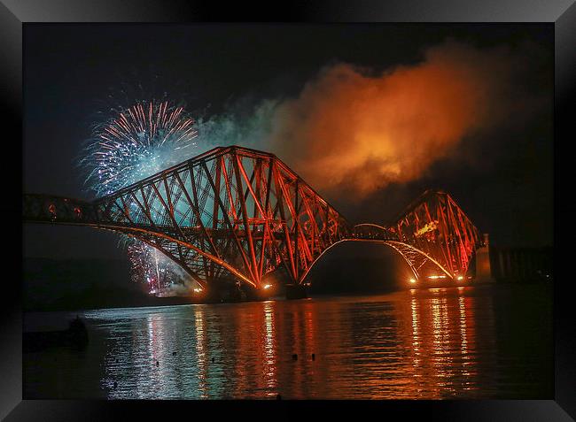  Fireworks at Forth Rail Bridge Framed Print by Andrew Beveridge