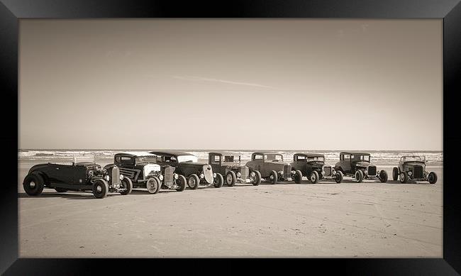  Hot rods on the beach Framed Print by Dean Merry