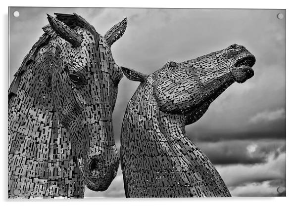  The Kelpies - Duke and Baron, Falkirk, Scotland Acrylic by Ann McGrath