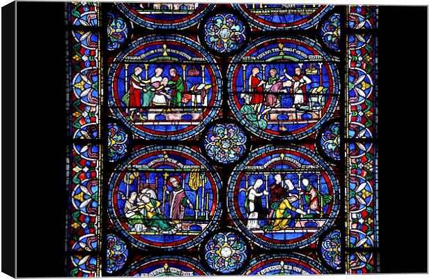    Stained Glass in Canterbury Cathedral Canvas Print by Carole-Anne Fooks