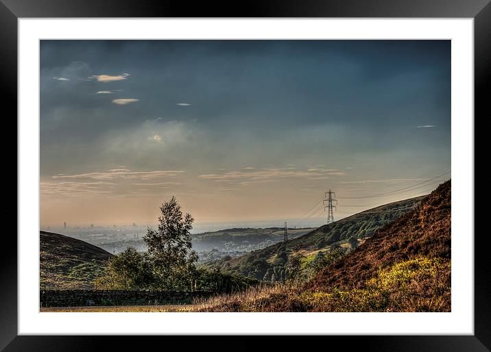 Greater Manchester, From the moors above Stalybrid Framed Mounted Print by Jeni Harney