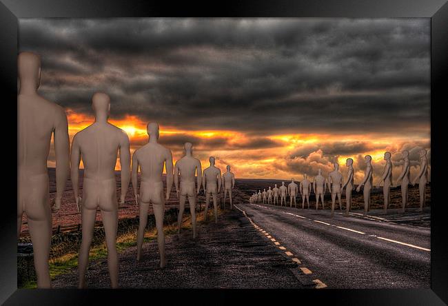 Follow. A Dystopia in a Utopia Framed Print by Jeni Harney