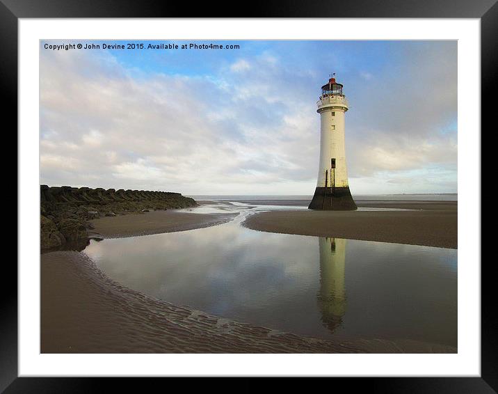 Lighthouse at dawn Framed Mounted Print by John Devine