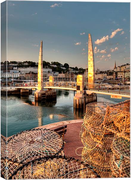 Lobster pots at Torquay Harbour Canvas Print by Rosie Spooner