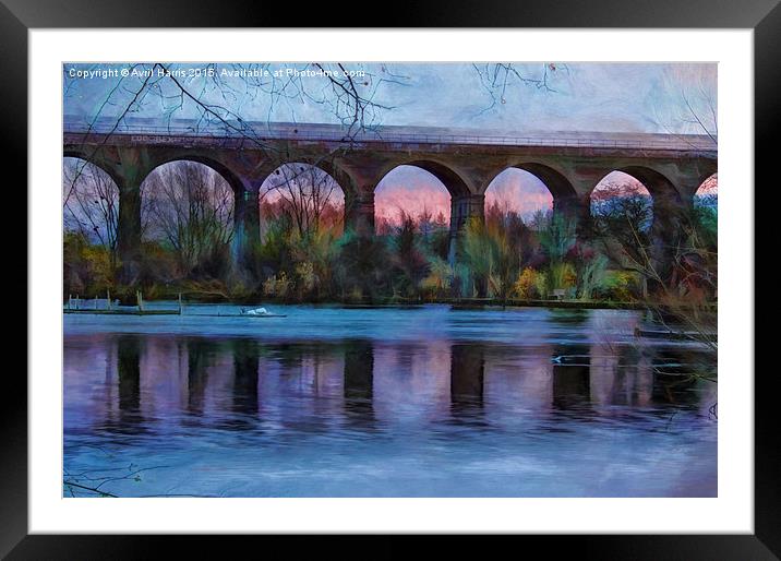  Viaduct at Reddish Vale Country Park Framed Mounted Print by Avril Harris