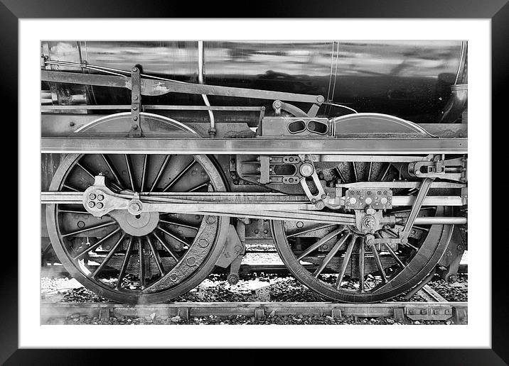  Train Wheels in monochrome. Framed Mounted Print by Mark Godden