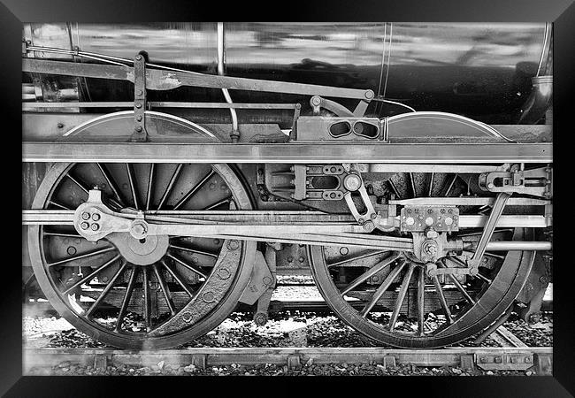  Train Wheels in monochrome. Framed Print by Mark Godden
