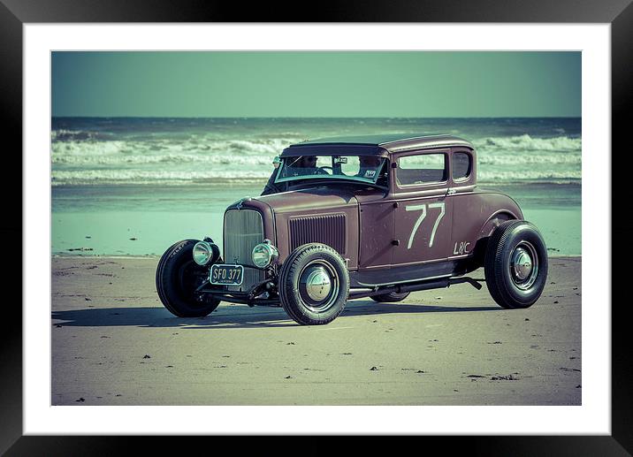 Hot rods on the beach Framed Mounted Print by Dean Merry