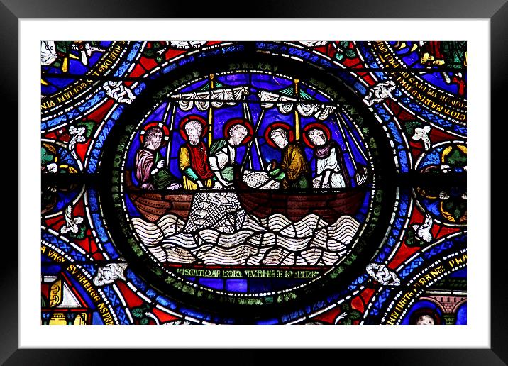   Stained Glass in Canterbury Cathedral Framed Mounted Print by Carole-Anne Fooks