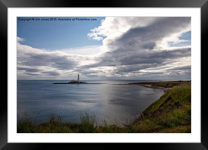  St Mary's Island at high tide Framed Mounted Print by Jim Jones