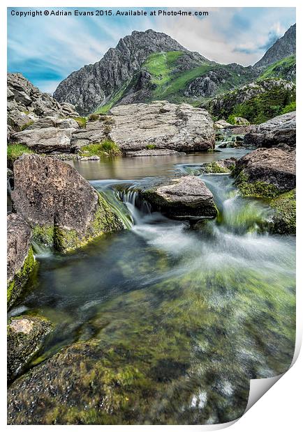 Tryfan In The Ogwen Valley Print by Adrian Evans