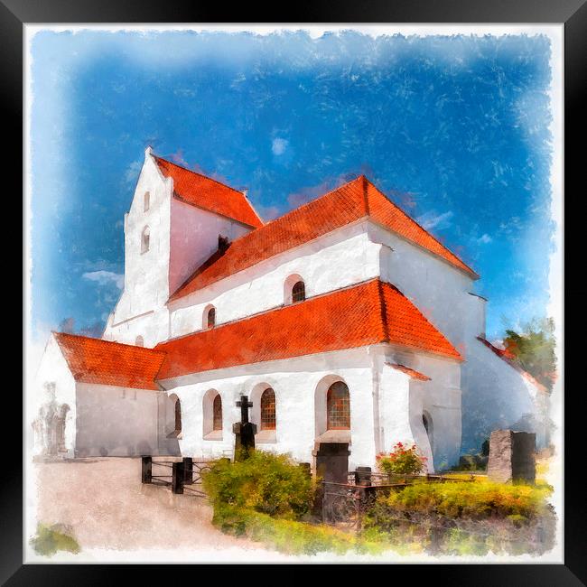 Dalby Kloster Digital Watercolor Painting Framed Print by Antony McAulay