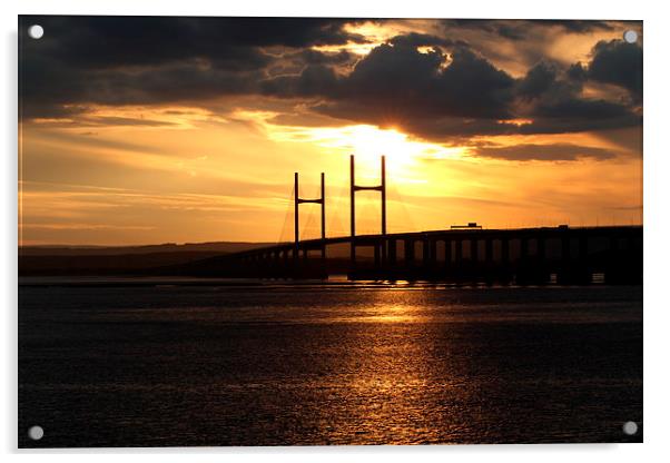  Severn Estuary sunset Acrylic by Caroline Hillier