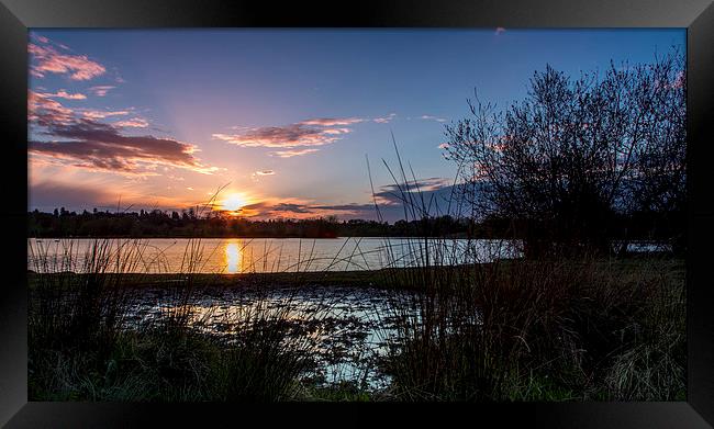  sunset over lake Framed Print by Paul Burrows