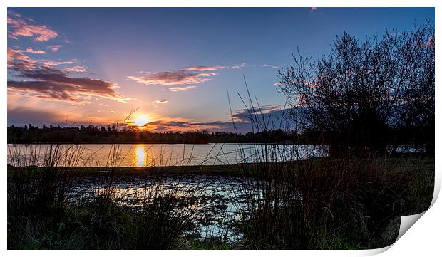  sunset over lake Print by Paul Burrows