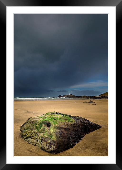 Godrevy Beach Storm Framed Mounted Print by Jonathan OConnell