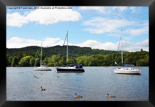  Yachts lie at anchor on Windermere Framed Print by Frank Irwin