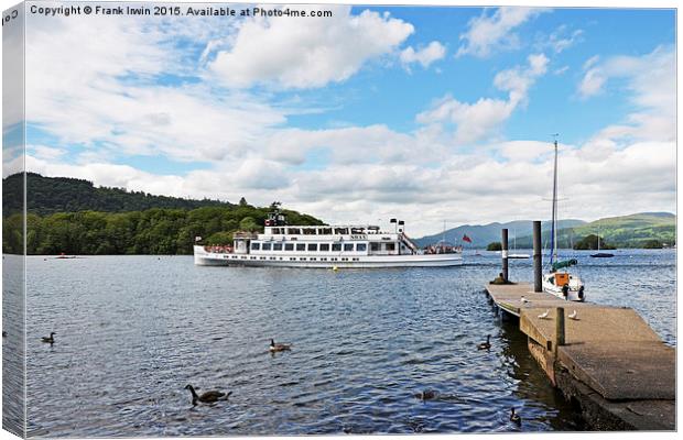  A cruise boat sets out on Windermere Canvas Print by Frank Irwin