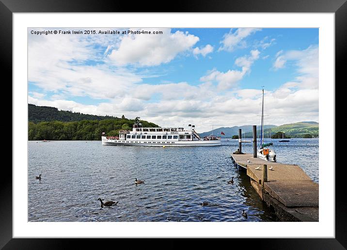 A cruise boat sets out on Windermere Framed Mounted Print by Frank Irwin