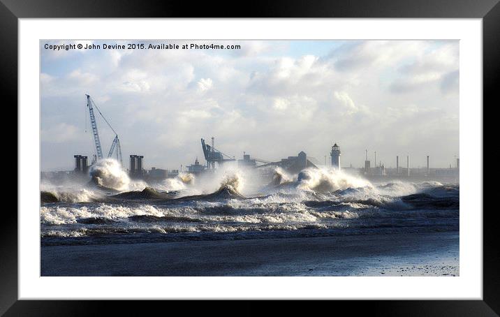  Storm in Liverpool Bay Framed Mounted Print by John Devine