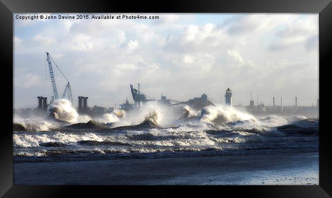  Storm in Liverpool Bay Framed Print by John Devine
