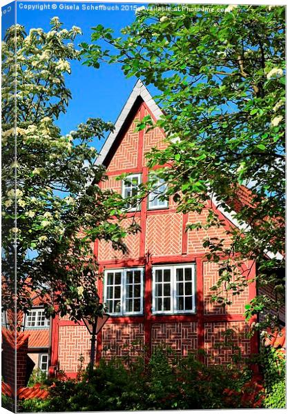 Timber-framed House in Luneburg Canvas Print by Gisela Scheffbuch