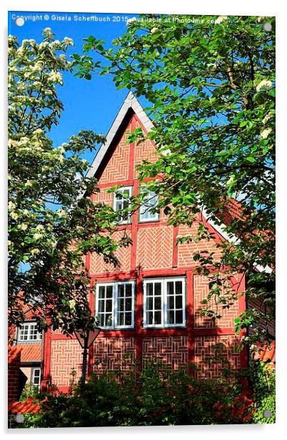 Timber-framed House in Luneburg Acrylic by Gisela Scheffbuch