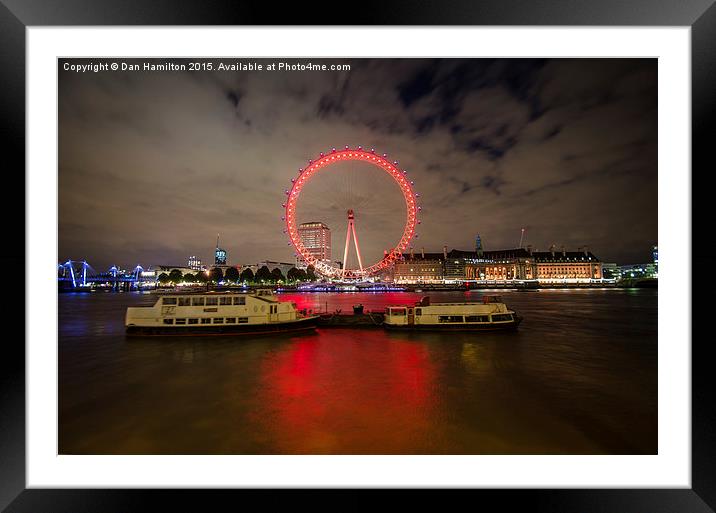  London Eye from The Thames Framed Mounted Print by Dan Hamilton