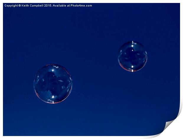  Blue Bubbles Print by Keith Campbell