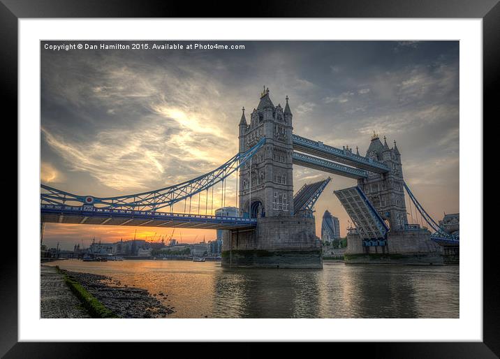 Tower Bridge at sunset Framed Mounted Print by Dan Hamilton