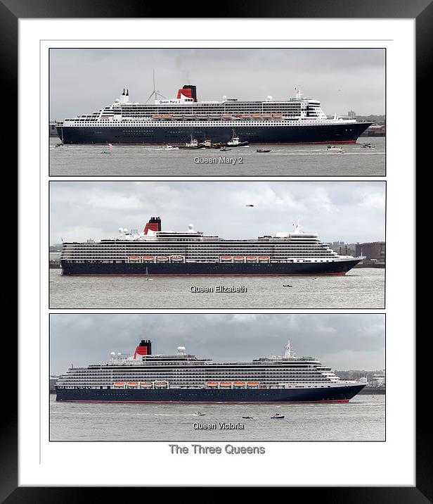  The Three Queens of Cunard. Framed Mounted Print by Rob Lester