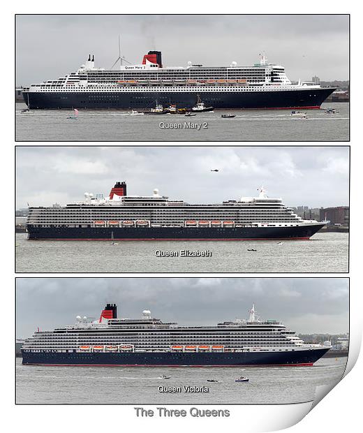  The Three Queens of Cunard. Print by Rob Lester