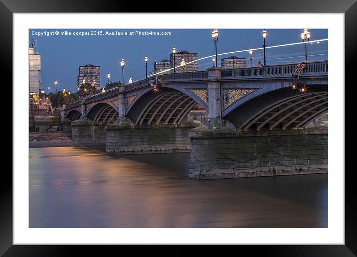  twilight over Battersea bridge Framed Mounted Print by mike cooper