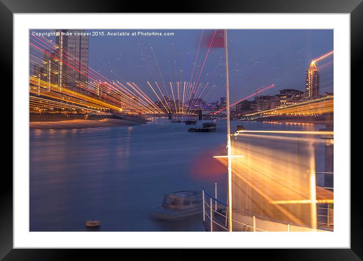  river thames light show Framed Mounted Print by mike cooper