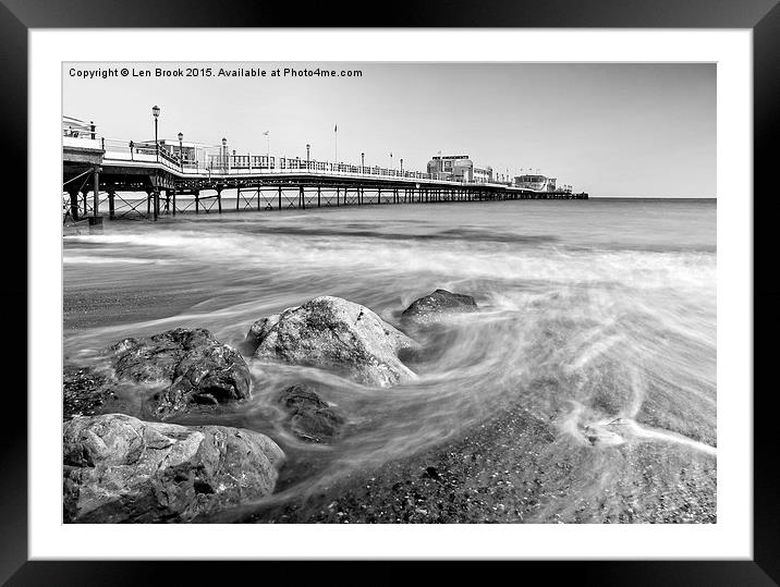 Worthing Pier Framed Mounted Print by Len Brook