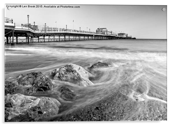 Worthing Pier Acrylic by Len Brook