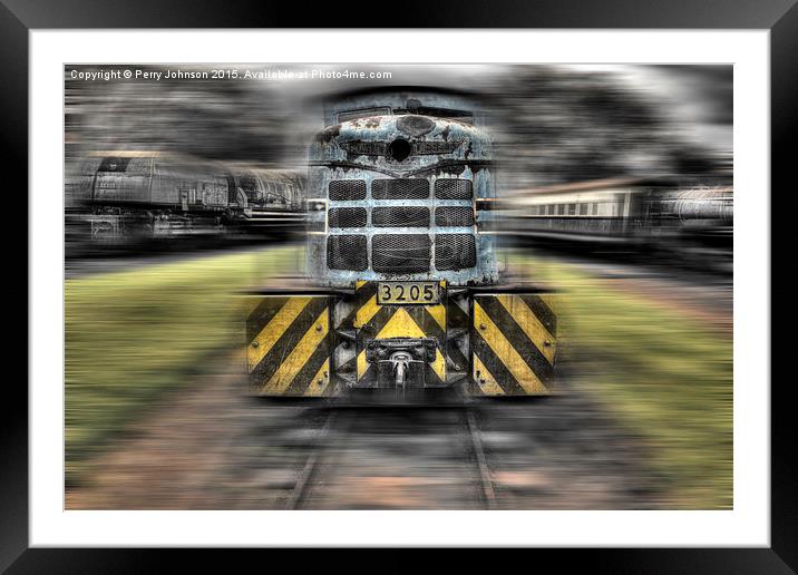 Locomotive Framed Mounted Print by Perry Johnson