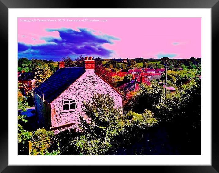  Bradpole houses in the hillside - Dorset Framed Mounted Print by Teresa Moore