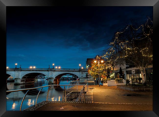  Xmas LIghts By the Thames at Kingston Framed Print by Colin Evans