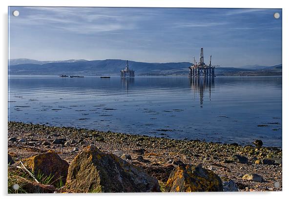 Cromarty Firth Oil Rigs  Acrylic by Jacqi Elmslie
