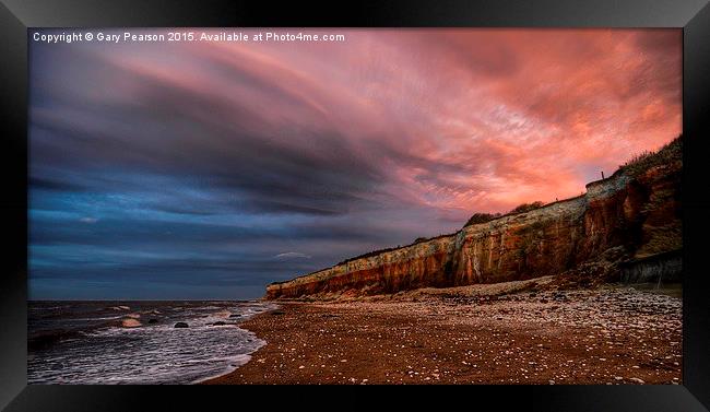  Sunset over the striped cliffs at Hunstanton  Framed Print by Gary Pearson