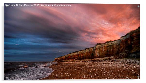  Sunset over the striped cliffs at Hunstanton  Acrylic by Gary Pearson
