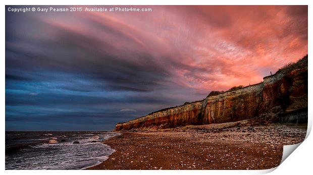  Sunset over the striped cliffs at Hunstanton  Print by Gary Pearson