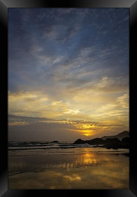  Combesgate Beach sunset Woolacombe Bay. Framed Print by Dave Wilkinson North Devon Ph