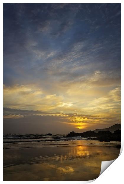  Combesgate Beach sunset Woolacombe Bay. Print by Dave Wilkinson North Devon Ph