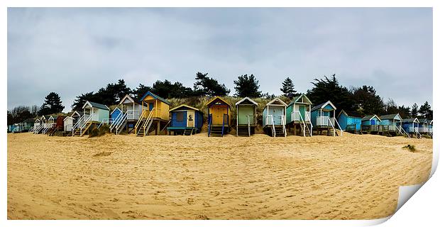 Wells beach huts Print by Oxon Images